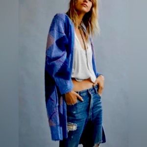 *PINK* NEW W/TAGs XS Free People Argyle Avenue Wool Open Front Cardigan Sweater